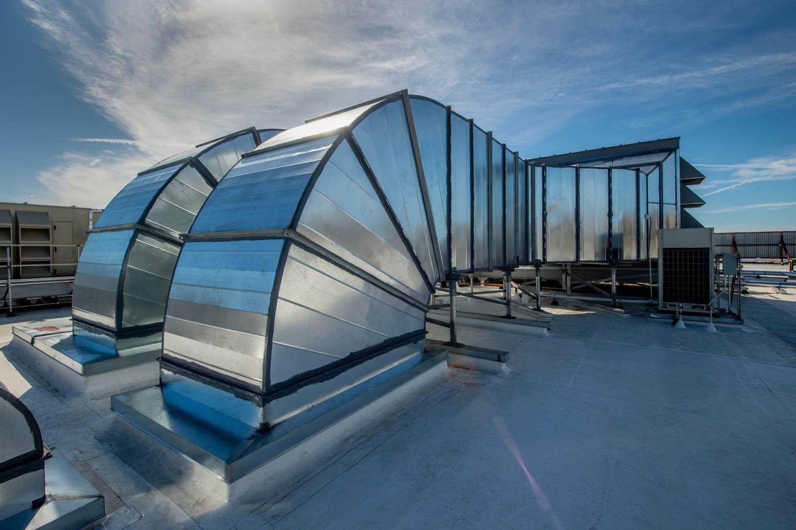 A commercial rooftop ventilation system.